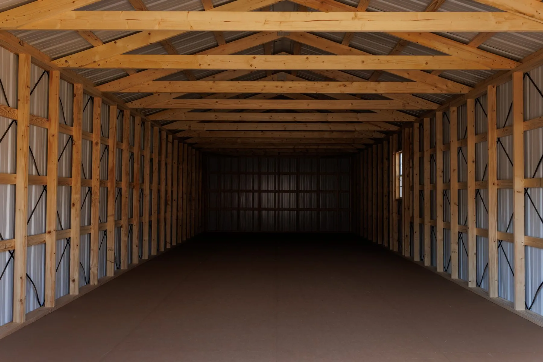 The open floor running the length of a Hawthorn Portable Garage