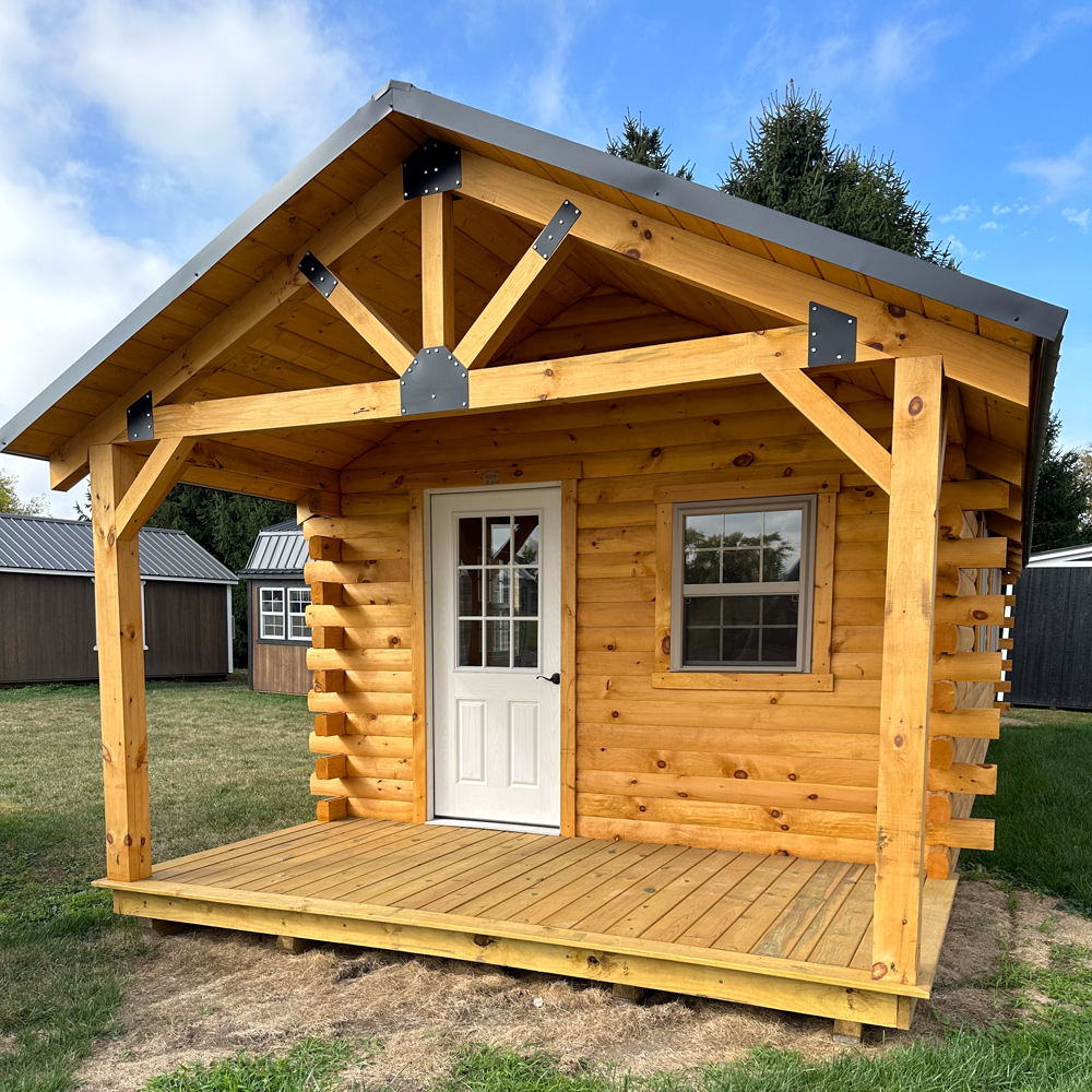 Log cabin style cabin shed, amish built in Illinois.